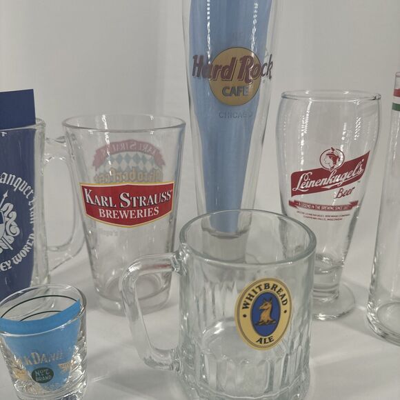Lot of 7 Beer Liquor Glasses Karl Strauss Hard Rock Whitbread Ale Free Shipping - Picture 3 of 16
